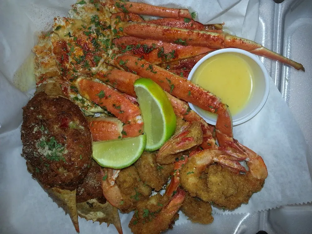 1 Deviled Crab Fish 5 Shrimp and Fries Combo