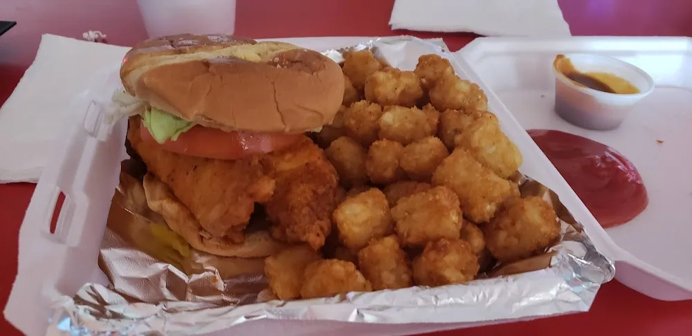 Chicken Sandwich with Tots